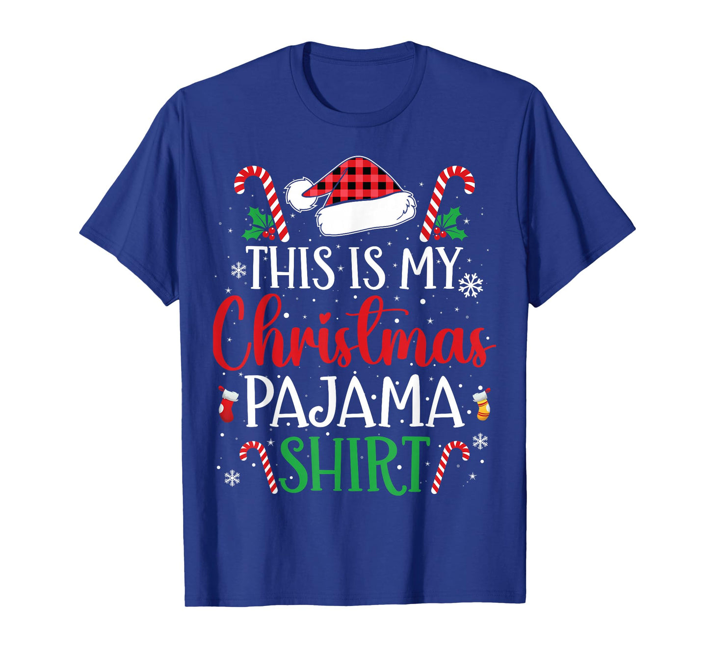 Plaid Santa Hat Xmas This is My Christmas Pajama T-Shirt