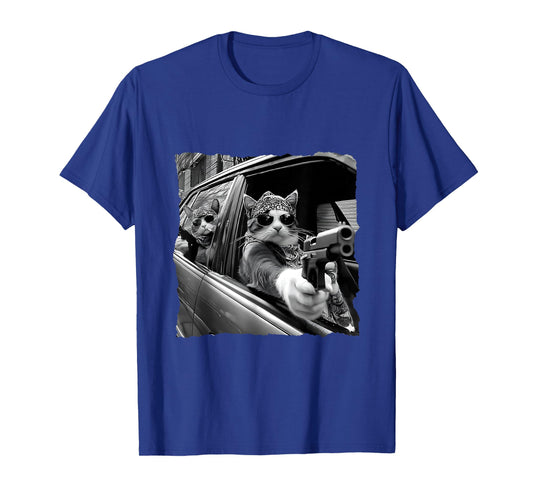 Funny Kittens Selfie Hilarious Gangster Cats Funny Selfie T-Shirt