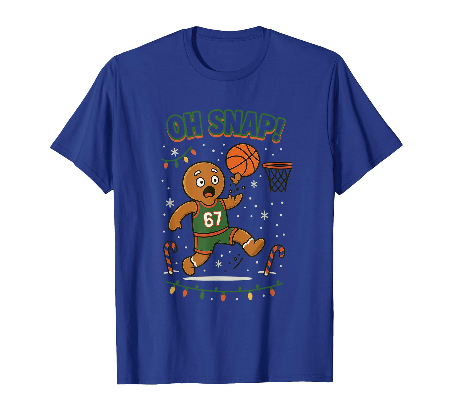 Funny OH SNAP Six Seven Gingerbread Basketball Christmas Fun T-Shirt