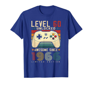 Level 60 Unlocked Awesome Since 1966 60th Birthday Gaming T-Shirt