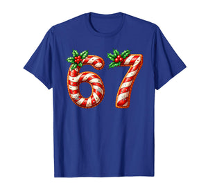 Funny Six Seven 67 Meme Gen Alpha Slang 6 7 Candy Cane T-Shirt
