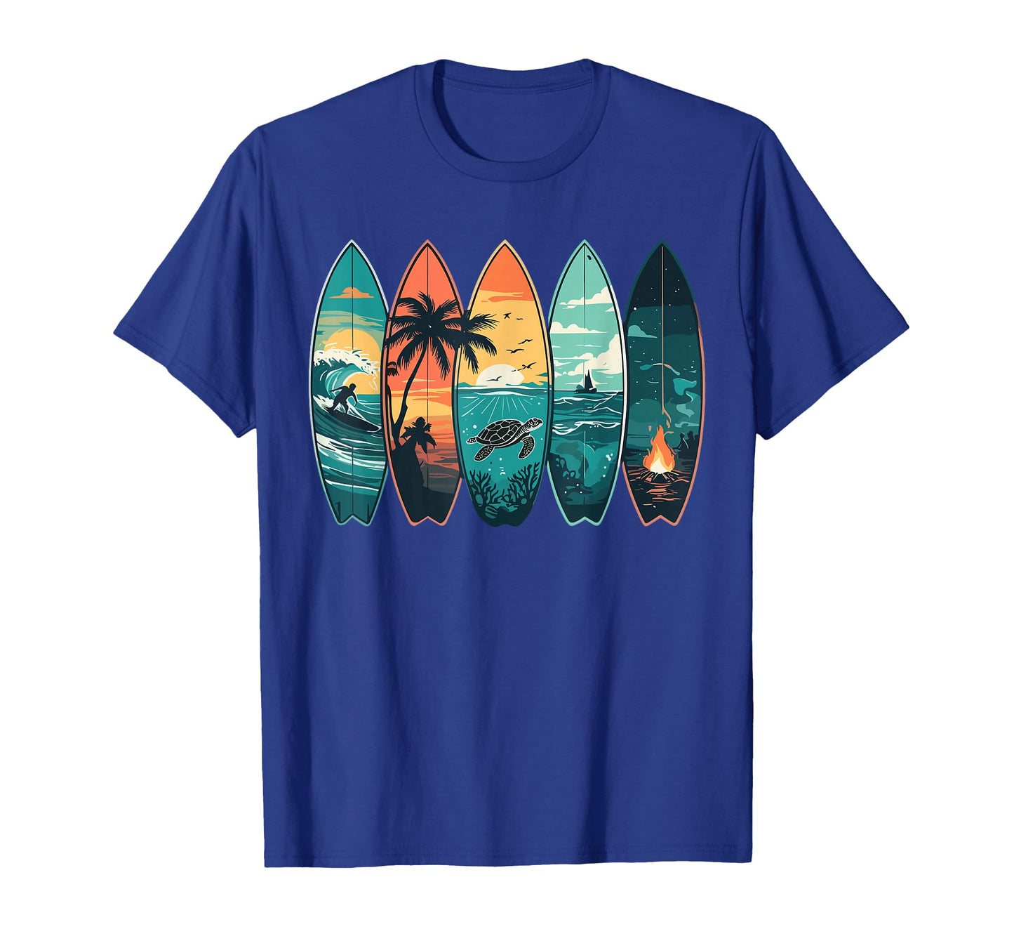 Surfboards Sunset Ocean Beach Vibe Surfer T-Shirt