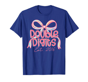 Preppy Double Digits Est 2016 Coquette Pink Birthday Girl T-Shirt