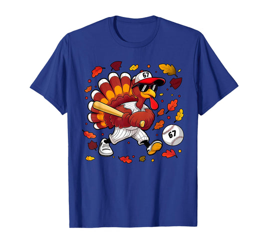 Thanksgiving Baseball Player Turkey 67 Six Seven 6-7 Meme T-Shirt