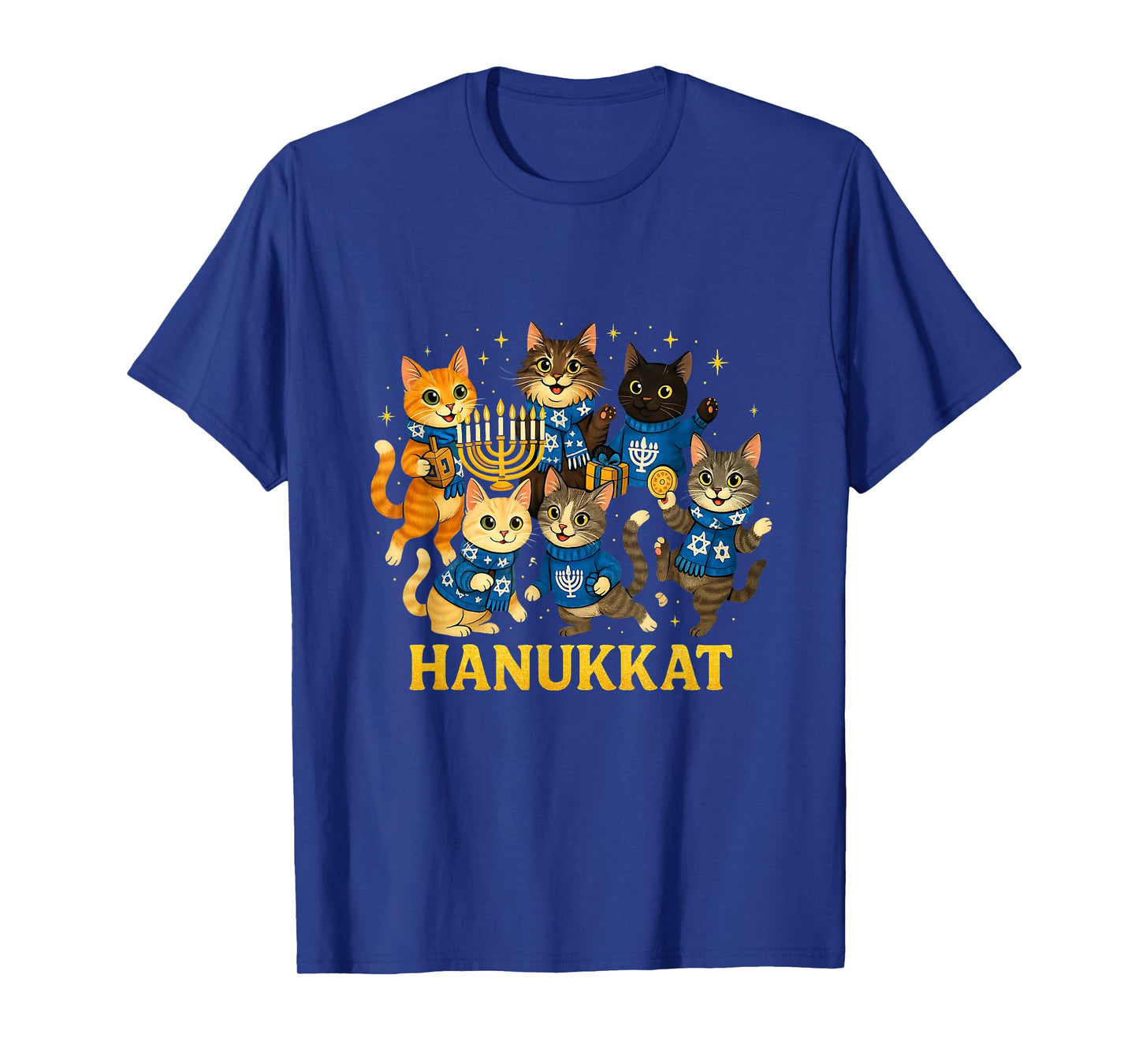 Hanukkat Cute Cats Hanukkah Menorah Design T-Shirt