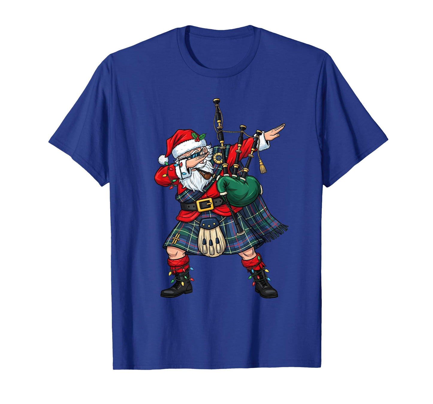 Christmas Santa Playing Scottish Bagpipes Funny Holiday Dab T-Shirt