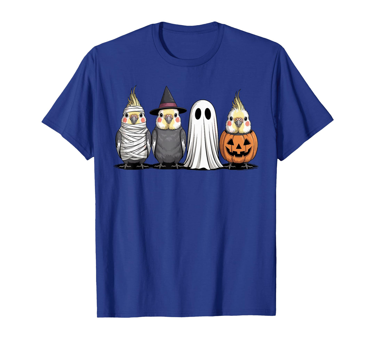 Spooky Ghost Cockatiel Bird Pumpkin Halloween Skeleton T-Shirt