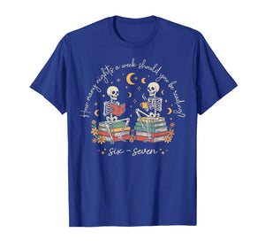 How Many Nights Reading 67 Teacher 6 7 Skeleton Reading Book T-Shirt