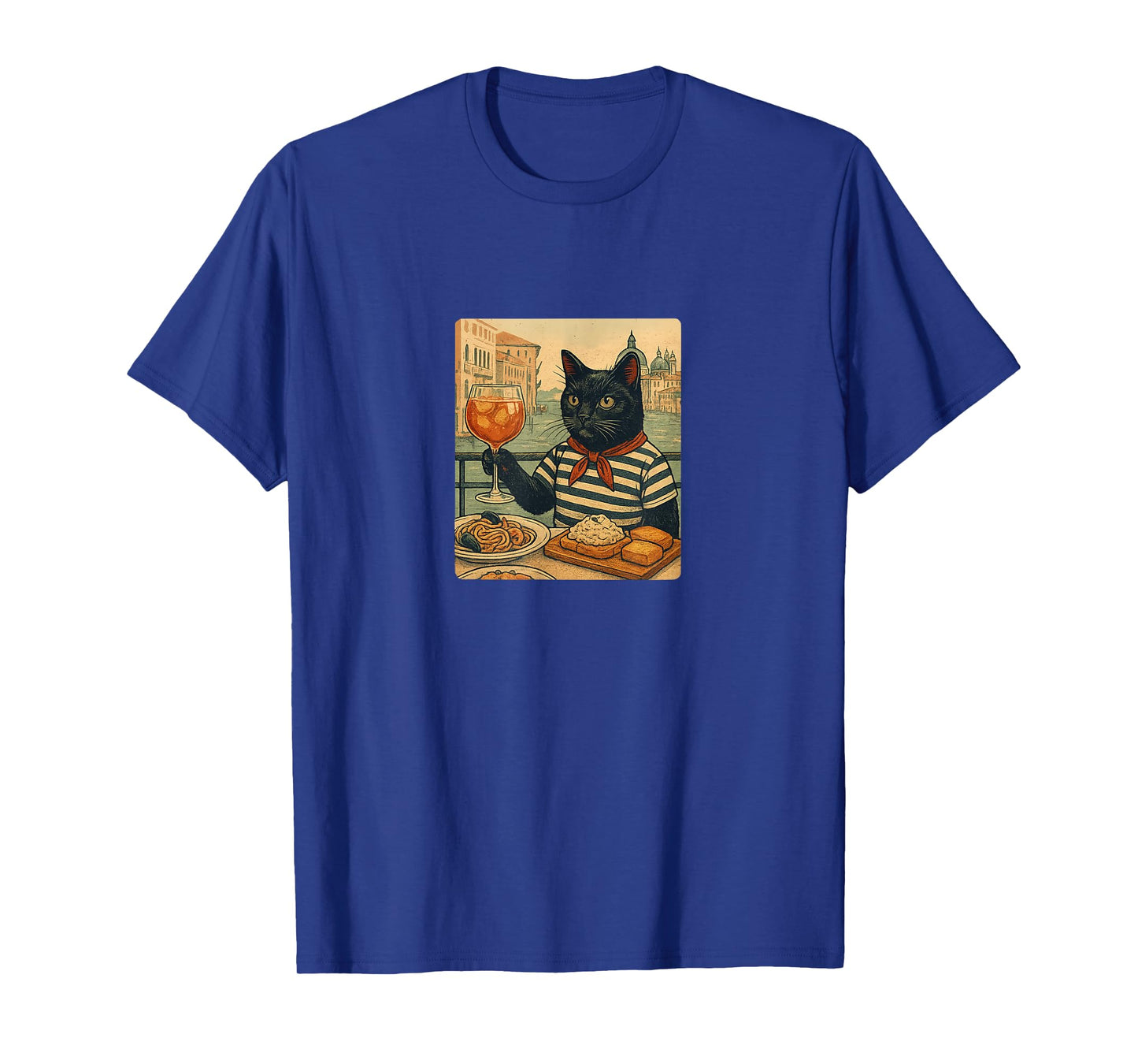 Italian Cat Aperitivo – Venice Cafe Vintage Poster T-Shirt