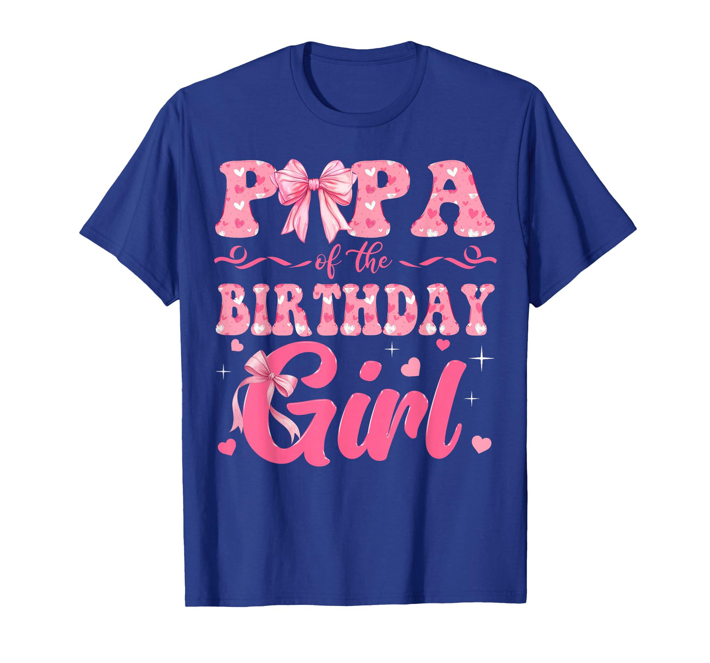 Papa of The Birthday Girl Family Pink Coquette Bow T-Shirt