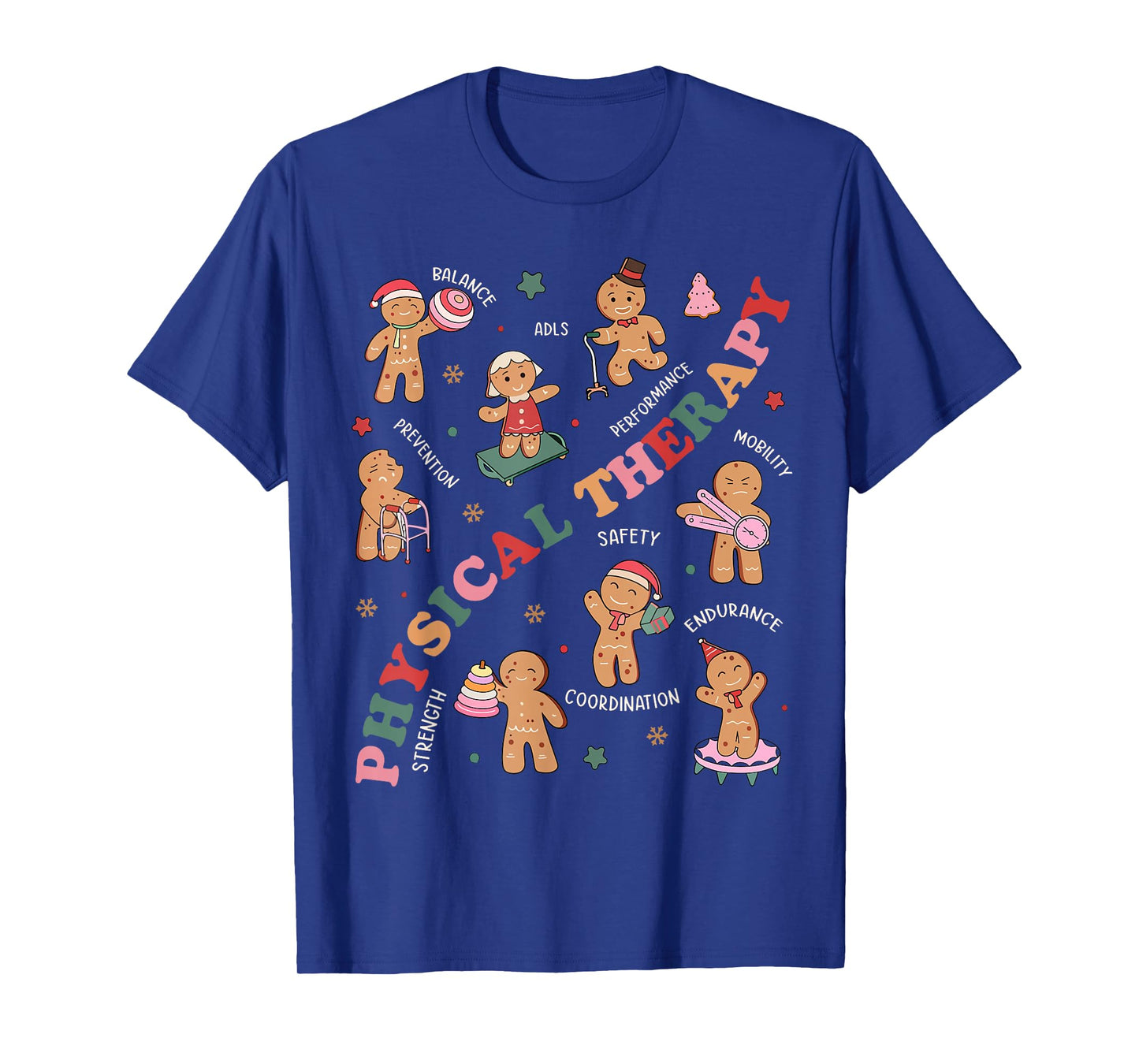 Retro Physical Therapy Gingerbread Christmas PT Funny Xmas T-Shirt