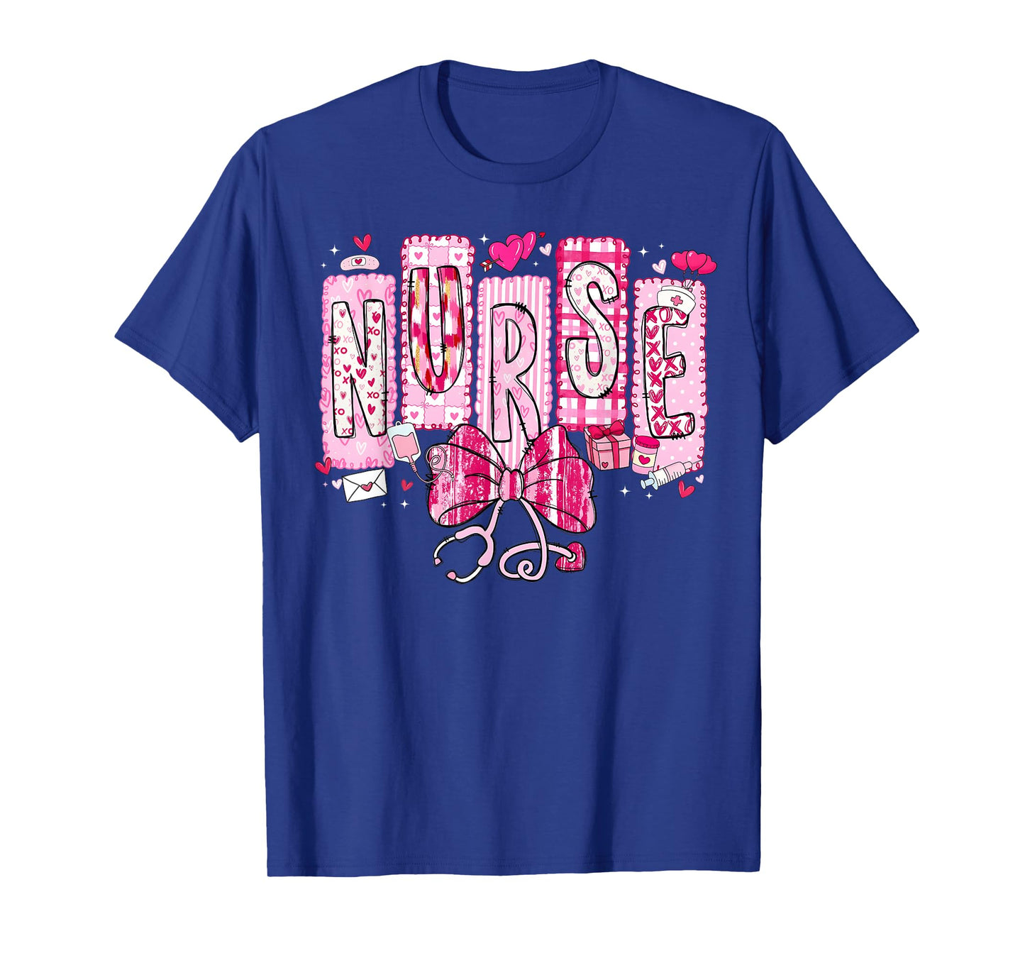 Valentine Nurse Coquette Bow Stethoscope Girl Women T-Shirt