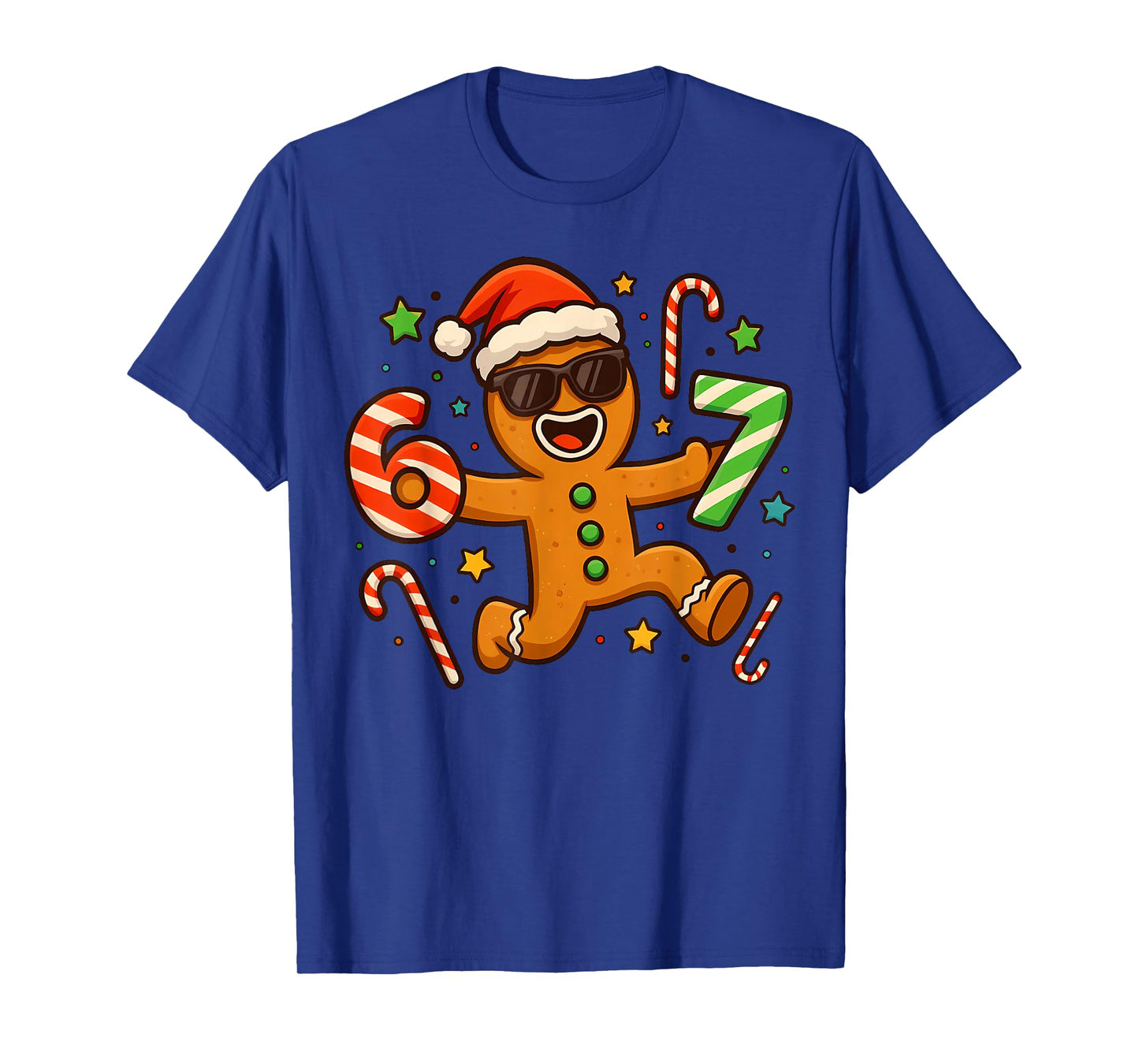 Funny Gingerbread Six Seven 67 Candy Cane Christmas Boys T-Shirt