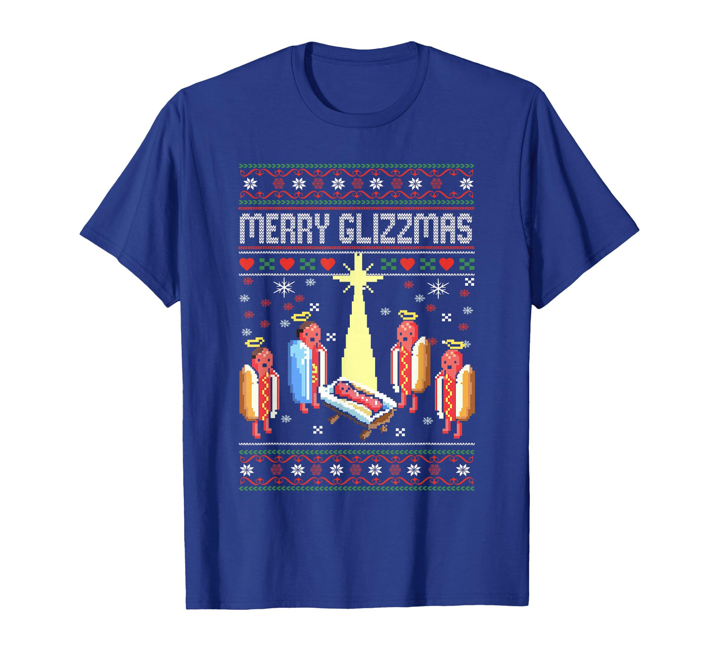 Funny Merry Glizzmas Hot Dogs Family Groups Ugly Christmas T-Shirt