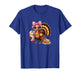Turkey Drinking Coffee Bow Thanksgiving Womens Turkey Day T-Shirt