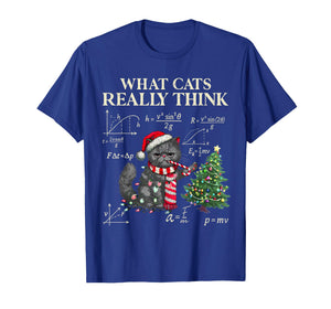 Funny Black Cat Pushing Xmas Tree Over Cats Physics Humor PJ T-Shirt