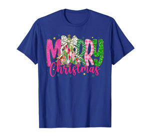 Merry Christmas Xmas Tree Coquette Bow Snowflake Holiday T-Shirt