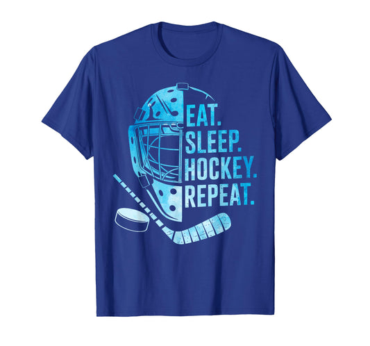Eat Sleep Hockey Repeat Funny Ice Hockey Player Men Women T-Shirt