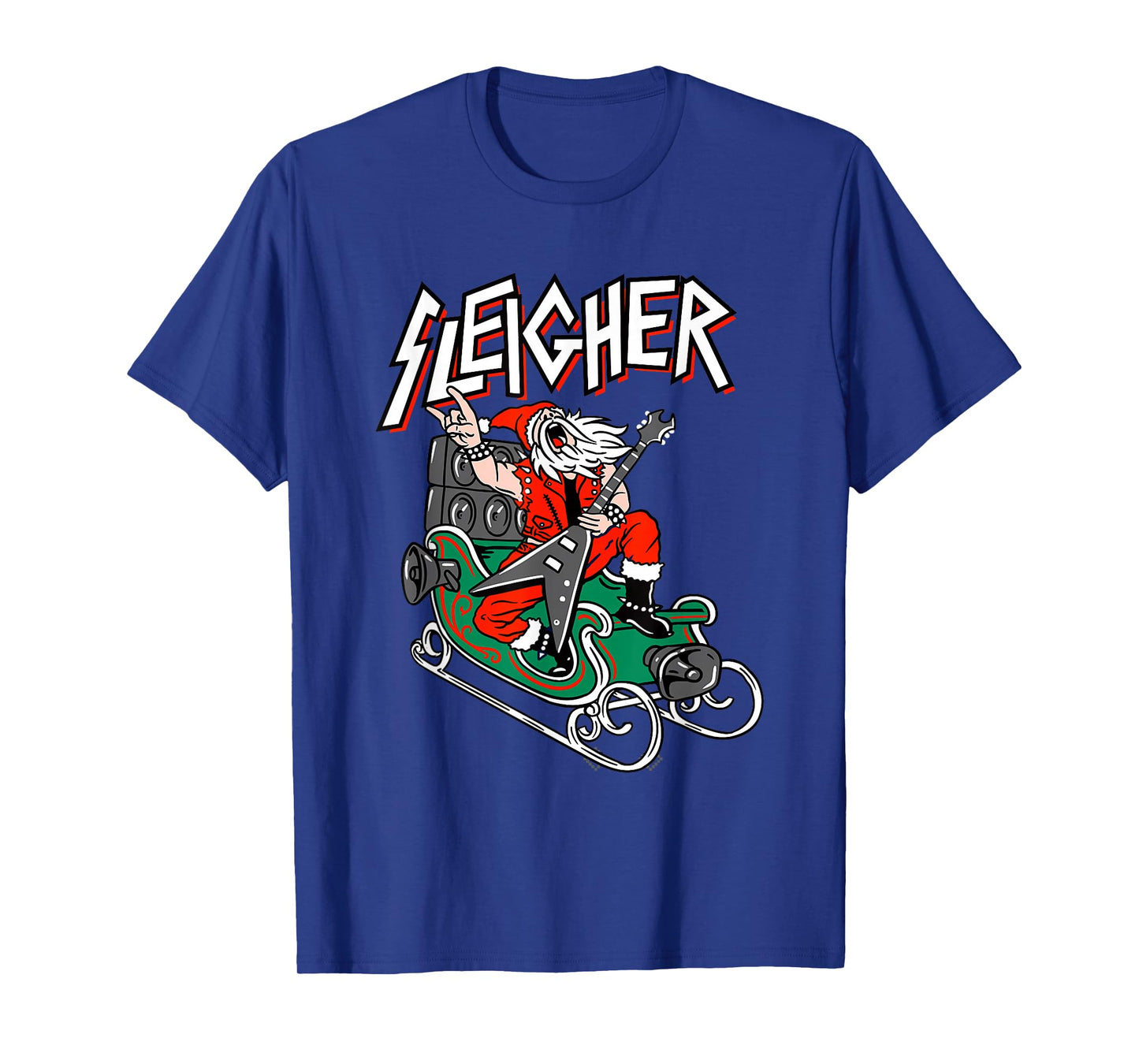 Ugly Christmas Sweater Sleigher Heavy Metal Santa Xmas T-Shirt