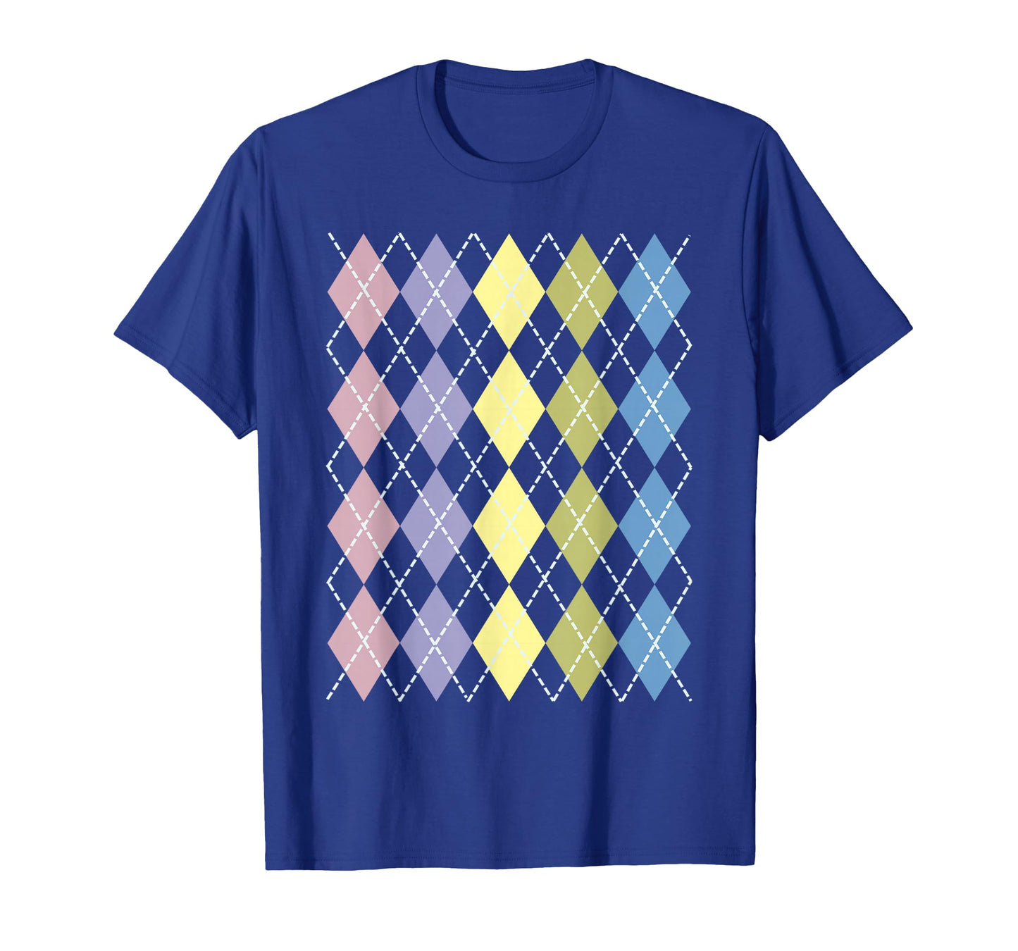 Retro Argyle Plaid Pattern Design in Pastel Colors T-Shirt