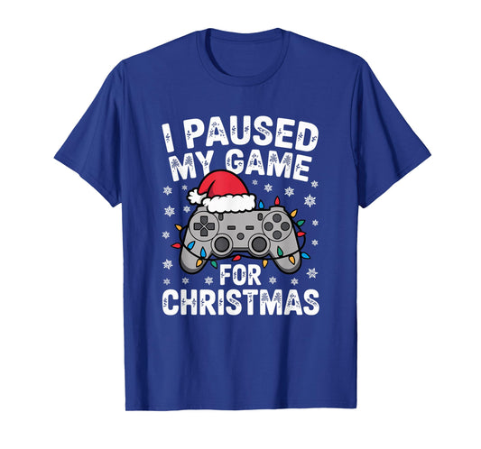 Paused My Game Christmas Gamer Xmas Men Boys Kids Youth Teen T-Shirt