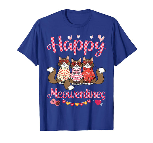 Norwegian Forest Cat Happy Meowentines Valentine Dad Mom T-Shirt