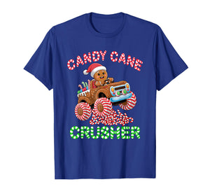 Kids Christmas Gingerbread Candy Cane Crusher Monster Truck T-Shirt