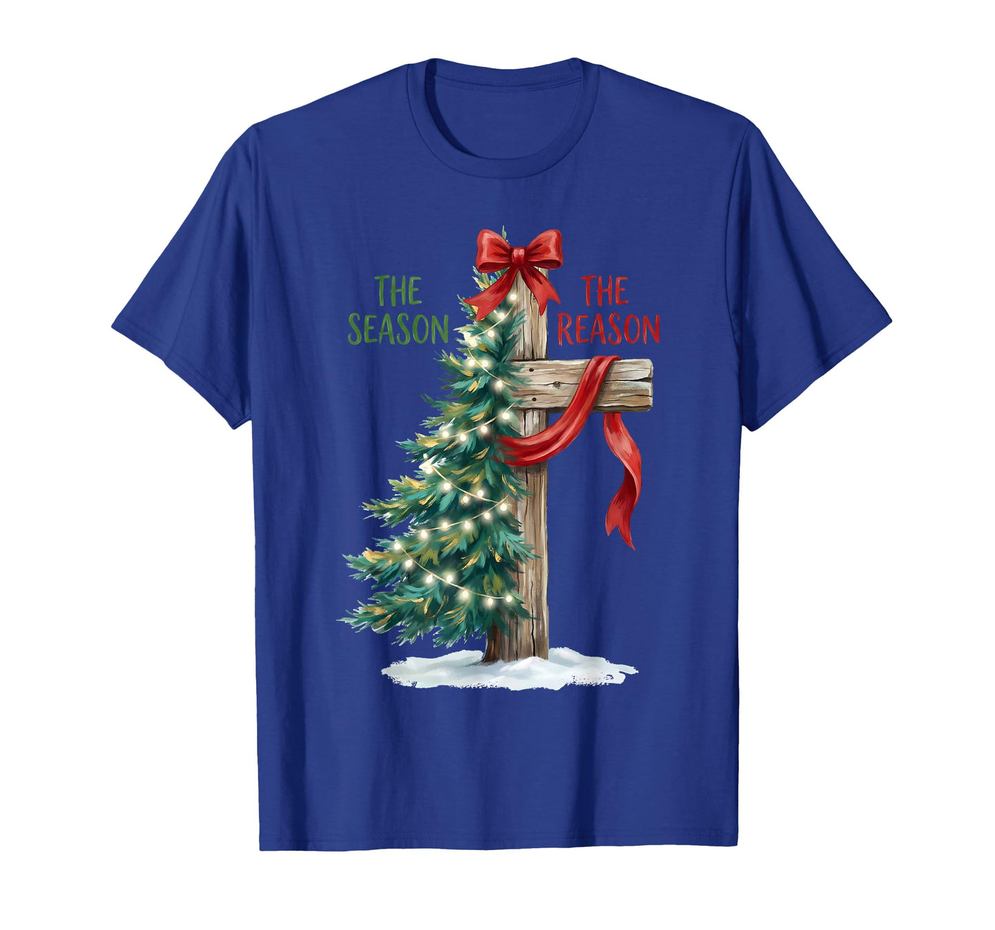 Christmas Tree The Season Jesus Cross The Reason Xmas T-Shirt