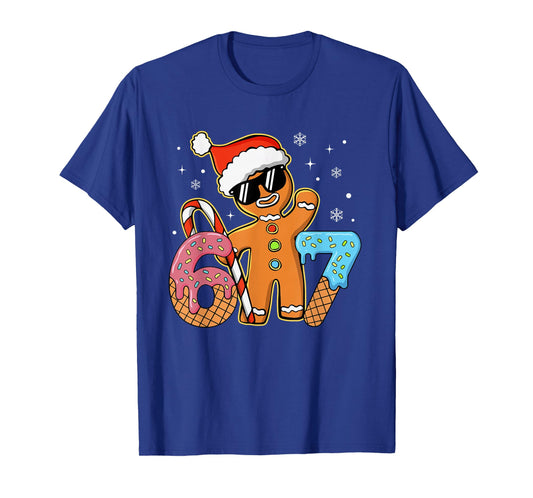 Funny Gingerbread Six Seven 67 Ice Cream Drip Christmas Boys T-Shirt