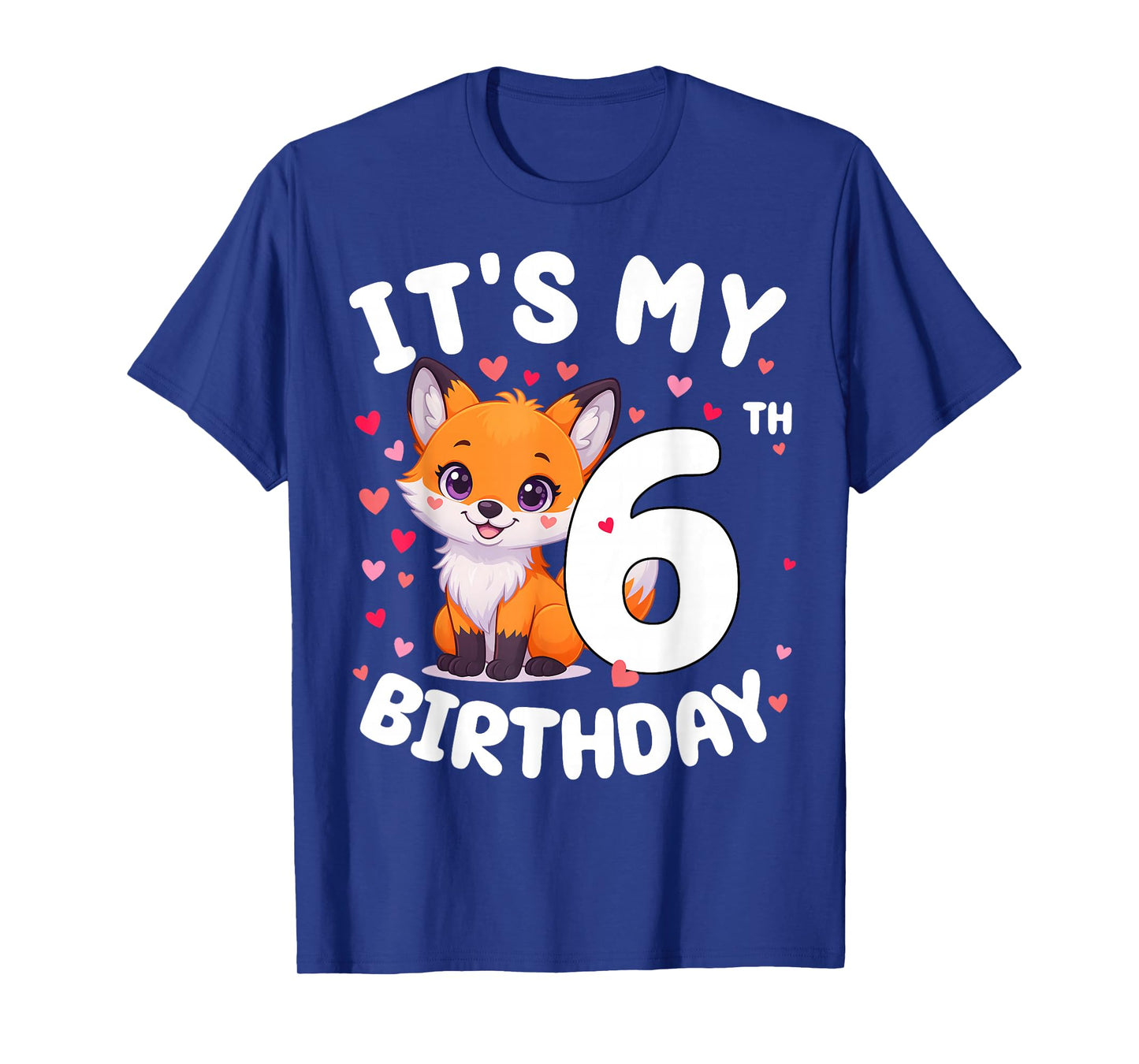 Fox Animal Lovers 6th Birthday Girl Fox B-Day 6 Years Old T-Shirt