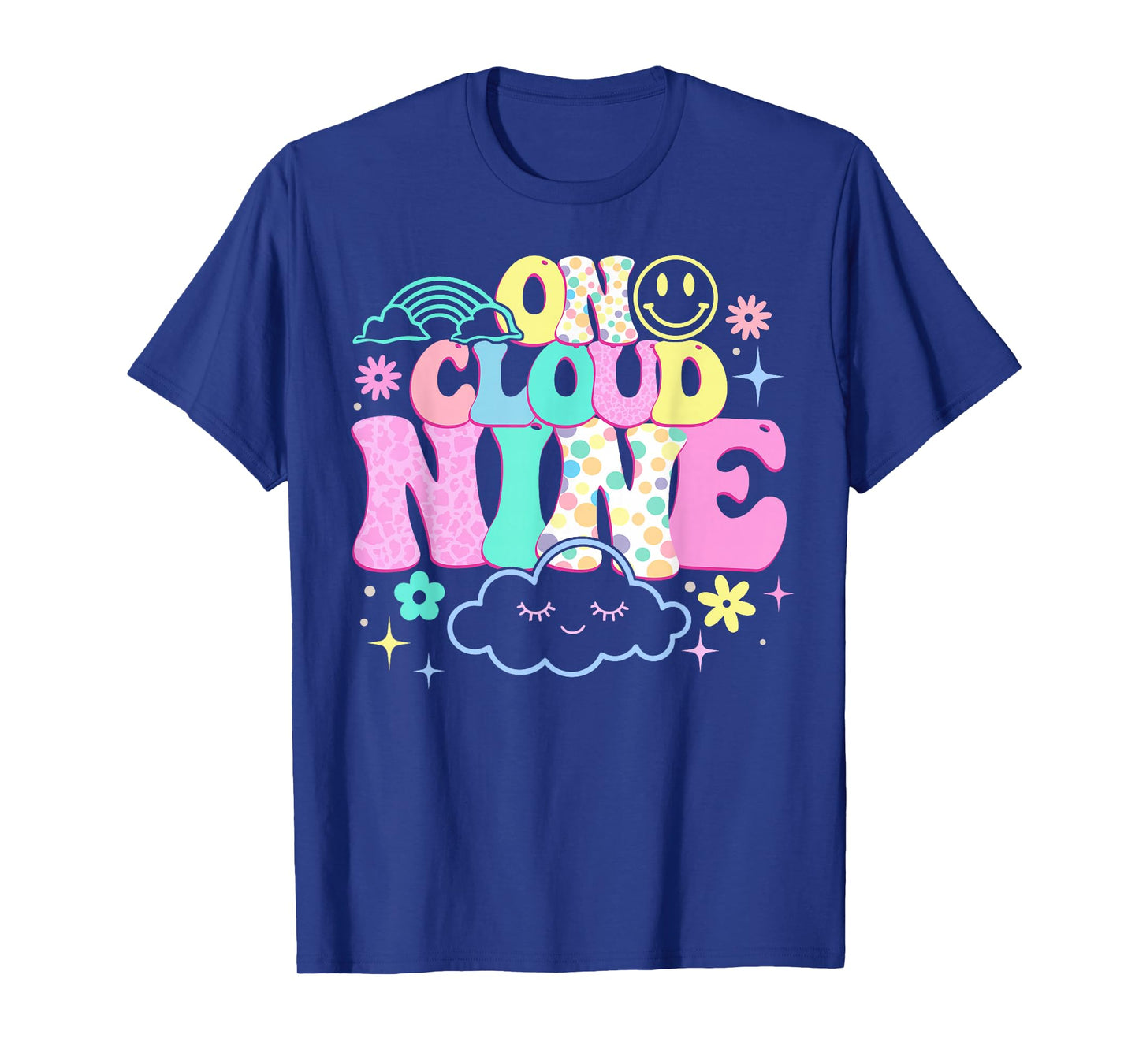 Groovy On Cloud Nine Bday 9th Birthday Girl 9 Year Old T-Shirt