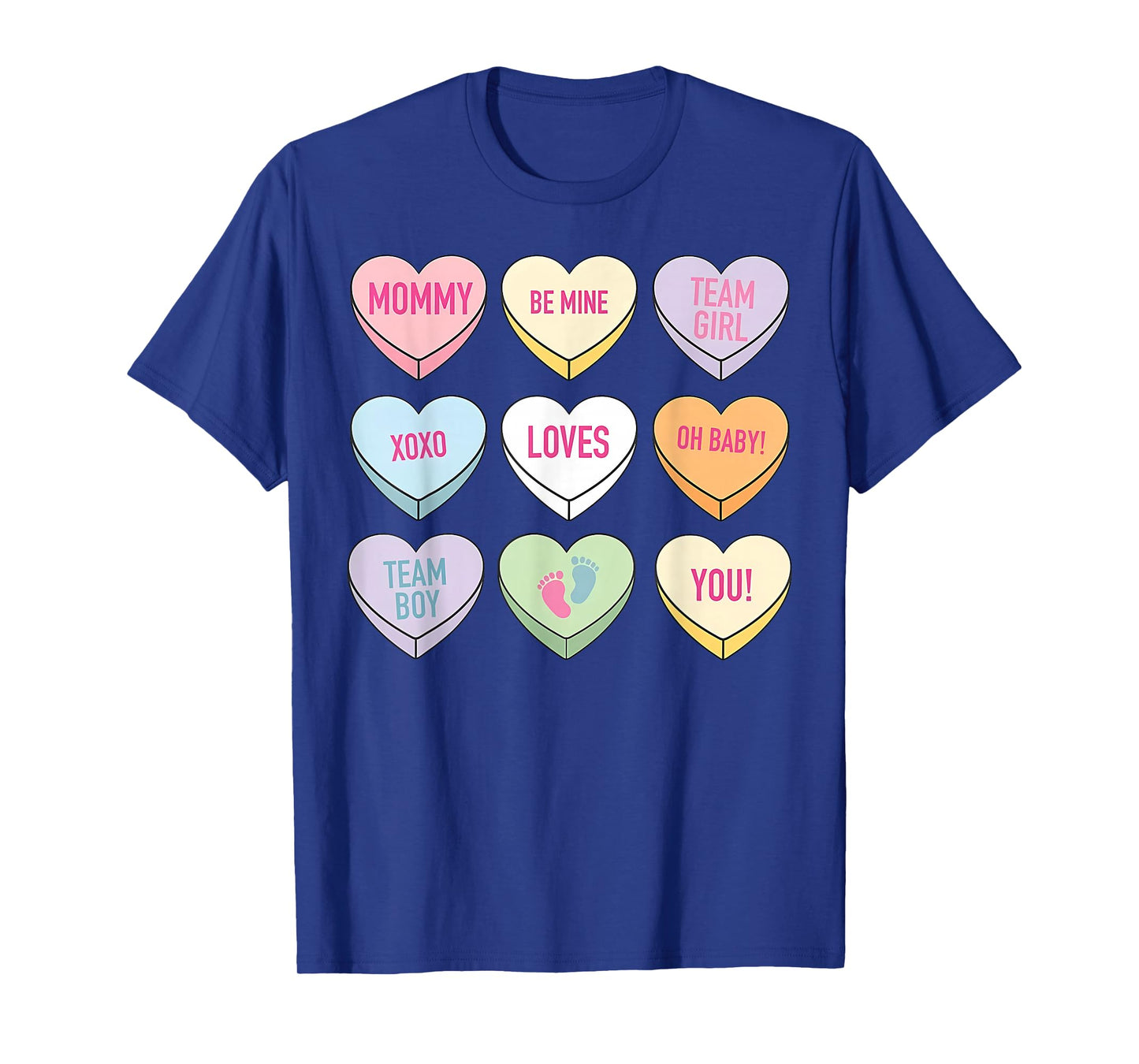 Valentines Gender Reveal Pink or Blue Mommy Candy Heart T-Shirt