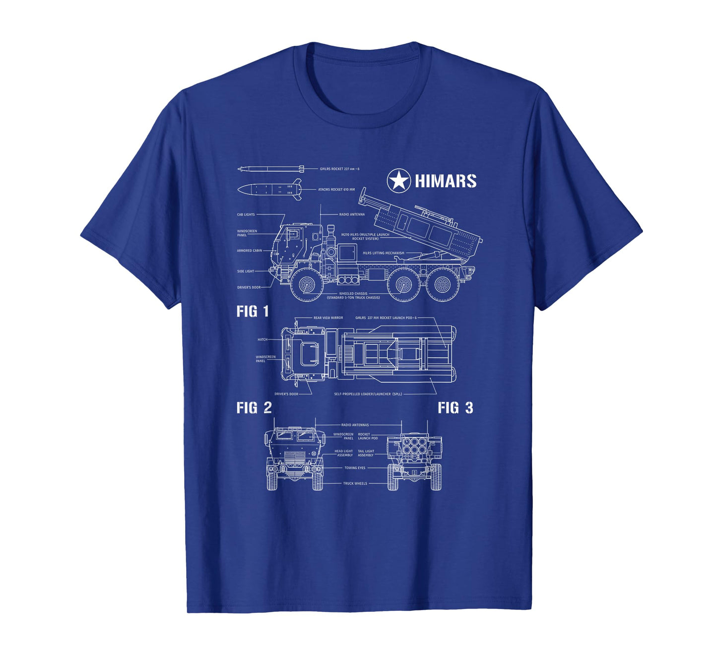 M142 High Mobility Artillery Rocket System HIMARS Blueprint T-Shirt