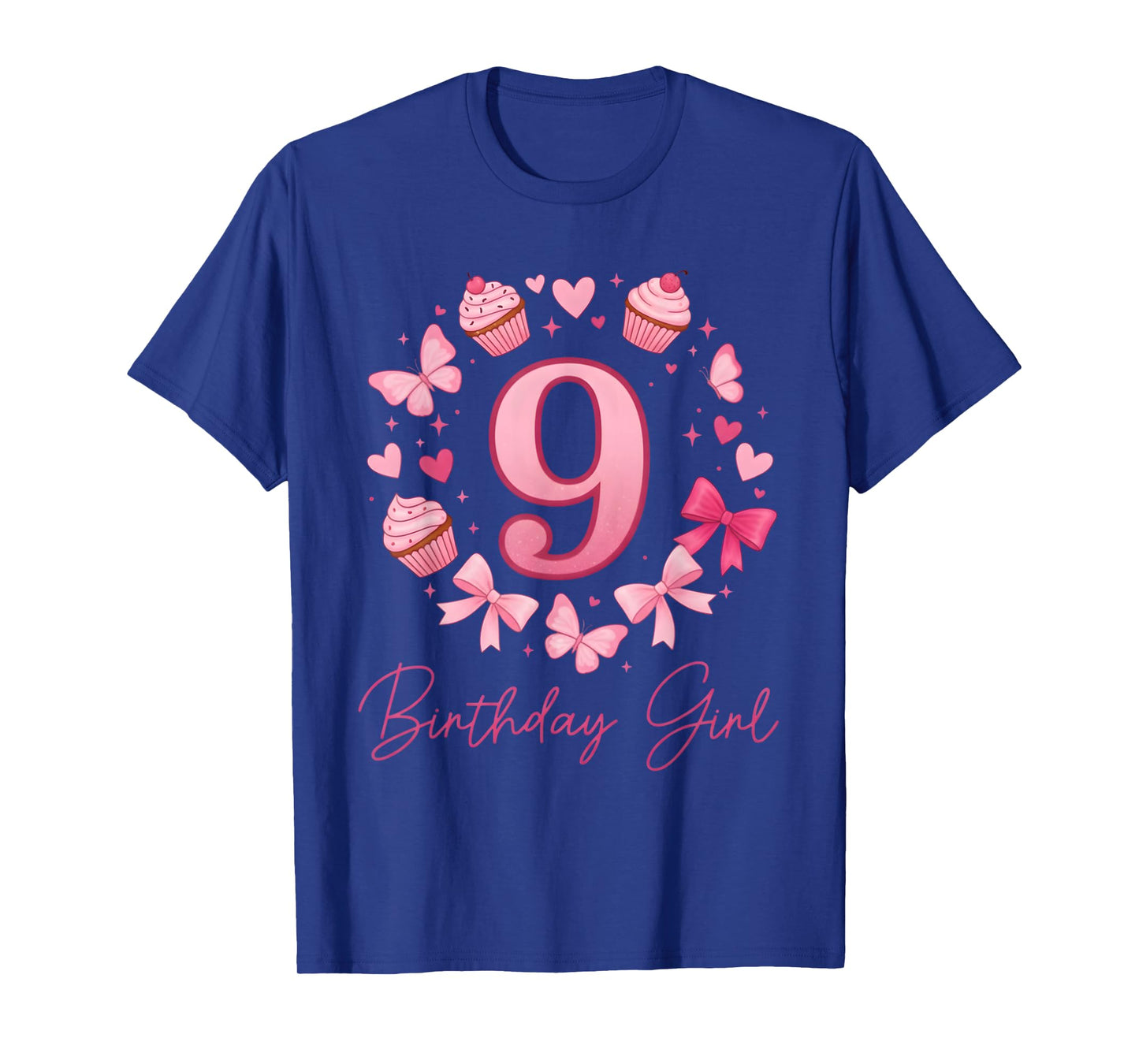 9th Birthday Girl Aesthetic Coquette Bow T-Shirt