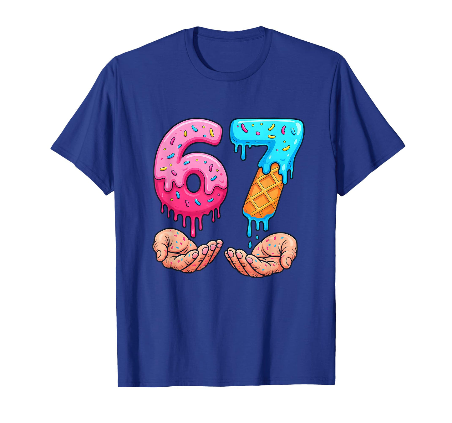 Six Seven Ice Cream Drip Kids Youth Funny 67 Hands Meme 6 7 T-Shirt