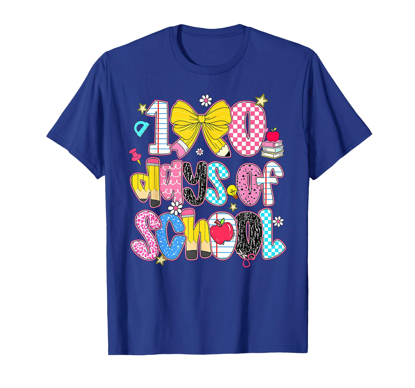 Preppy 100 Days Happy 100th Day of School Girls Teacher Kids T-Shirt
