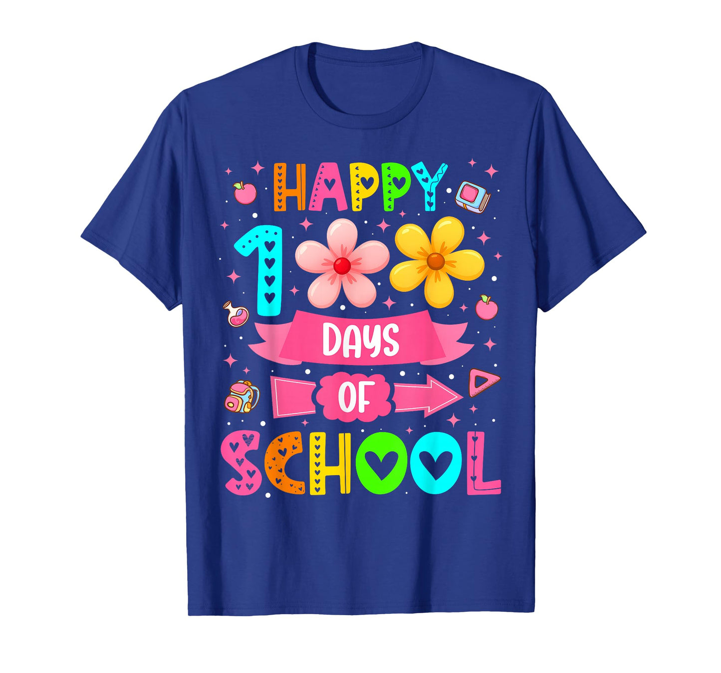 Happy 100 Days of School Floral 100th Days Teacher Girl T-Shirt