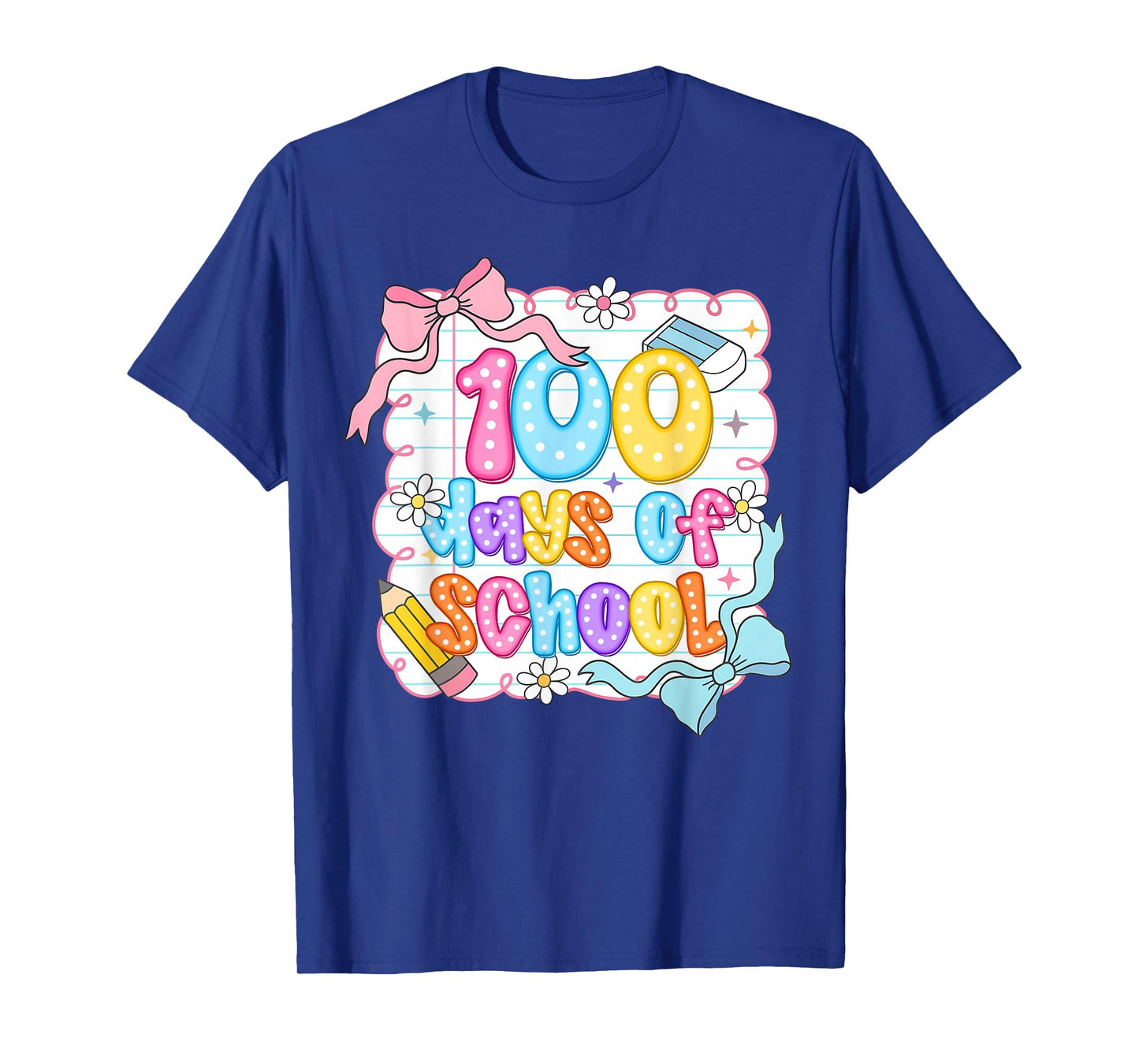 Preppy 100th Day of School Teacher Kid 100 Days Coquette Bow T-Shirt