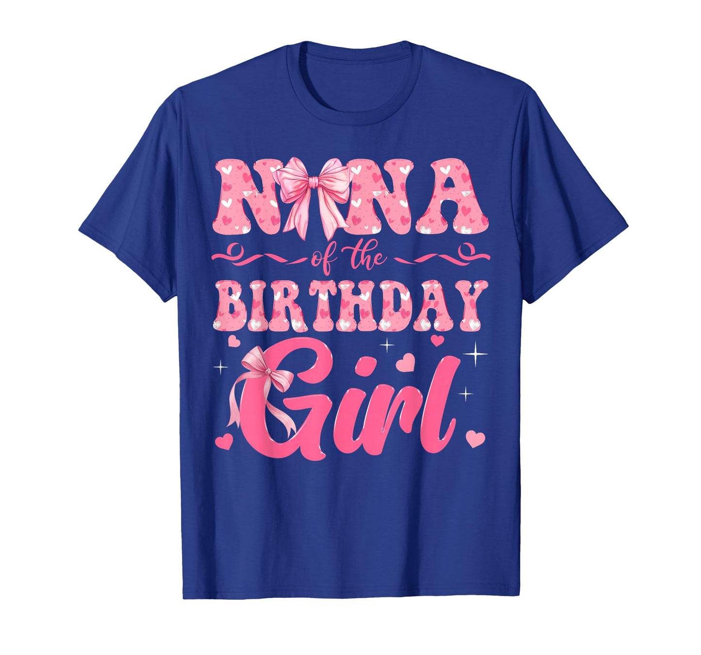 Nana of The Birthday Girl Family Pink Coquette Bow T-Shirt