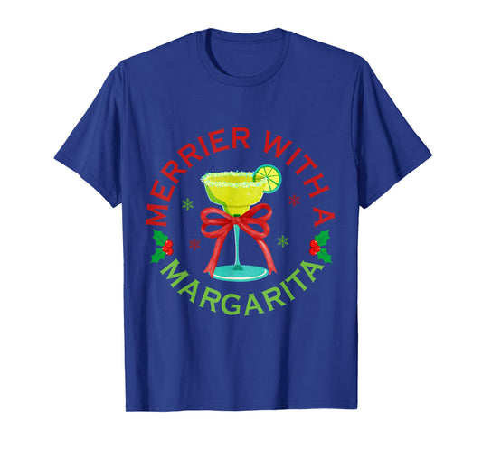 Merrier with A Margarita Christmas Drinking Margarita Lover T-Shirt