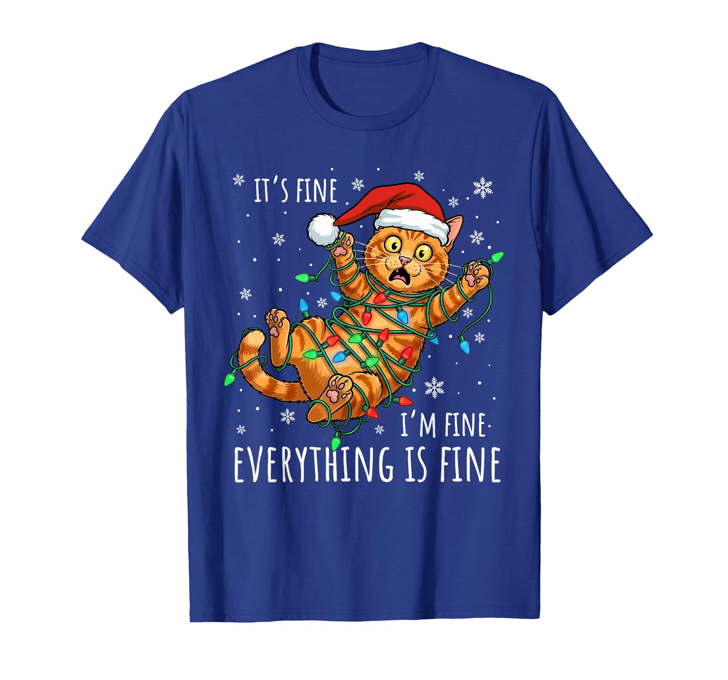It's Fine I'm Fine Orange Cat Christmas Light Funny Cat T-Shirt