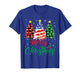 Merry Christmas Trees Red Plaid American Flag USA Xmas T-Shirt