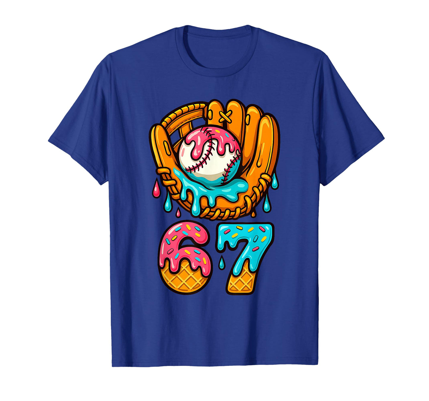 Baseball 67 Ice Cream Drip 67 Six Seven Meme 67th Birthday T-Shirt