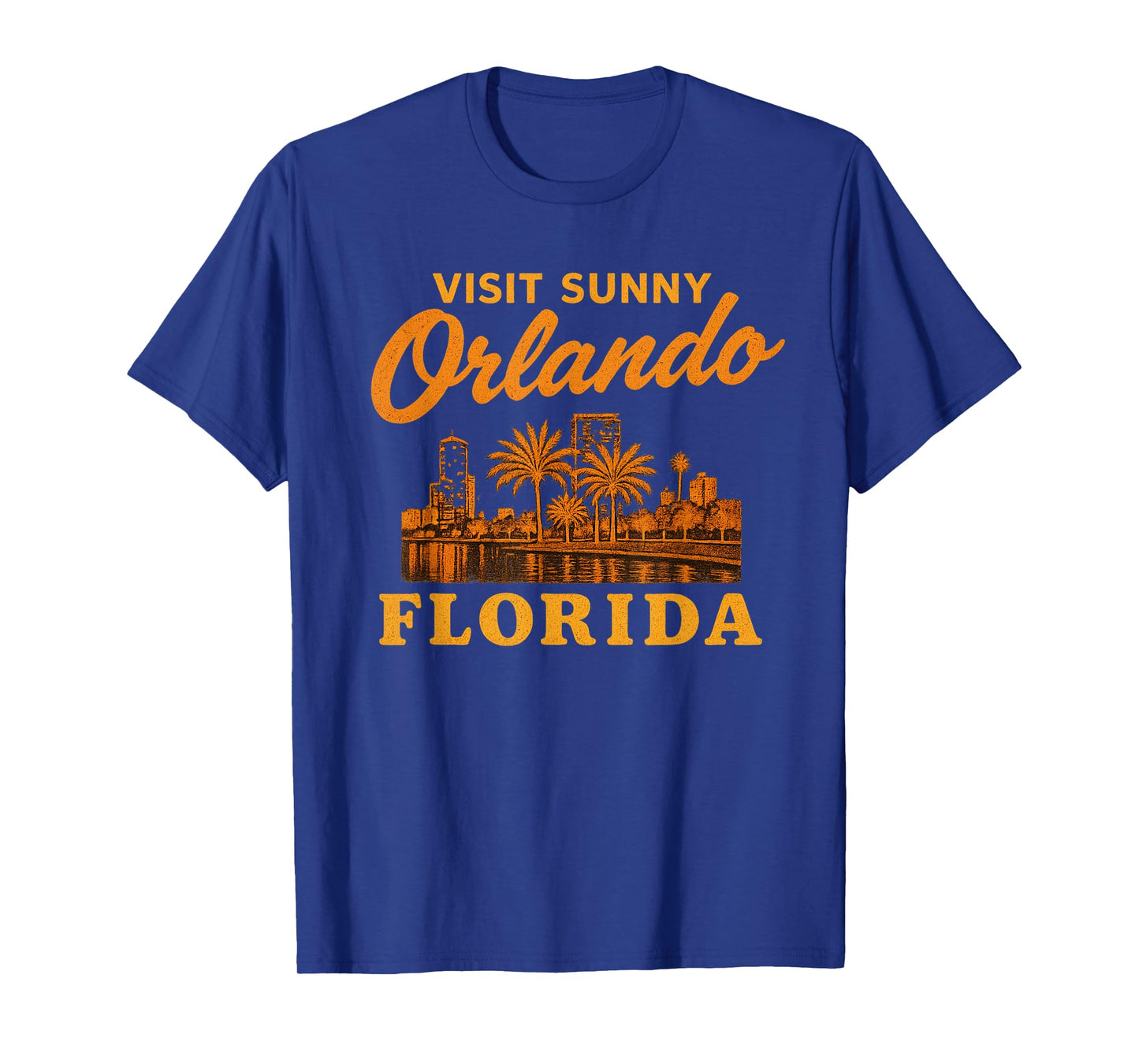 Visit Sunny Orlando Florida Vintage Skyline Souvenir T-Shirt