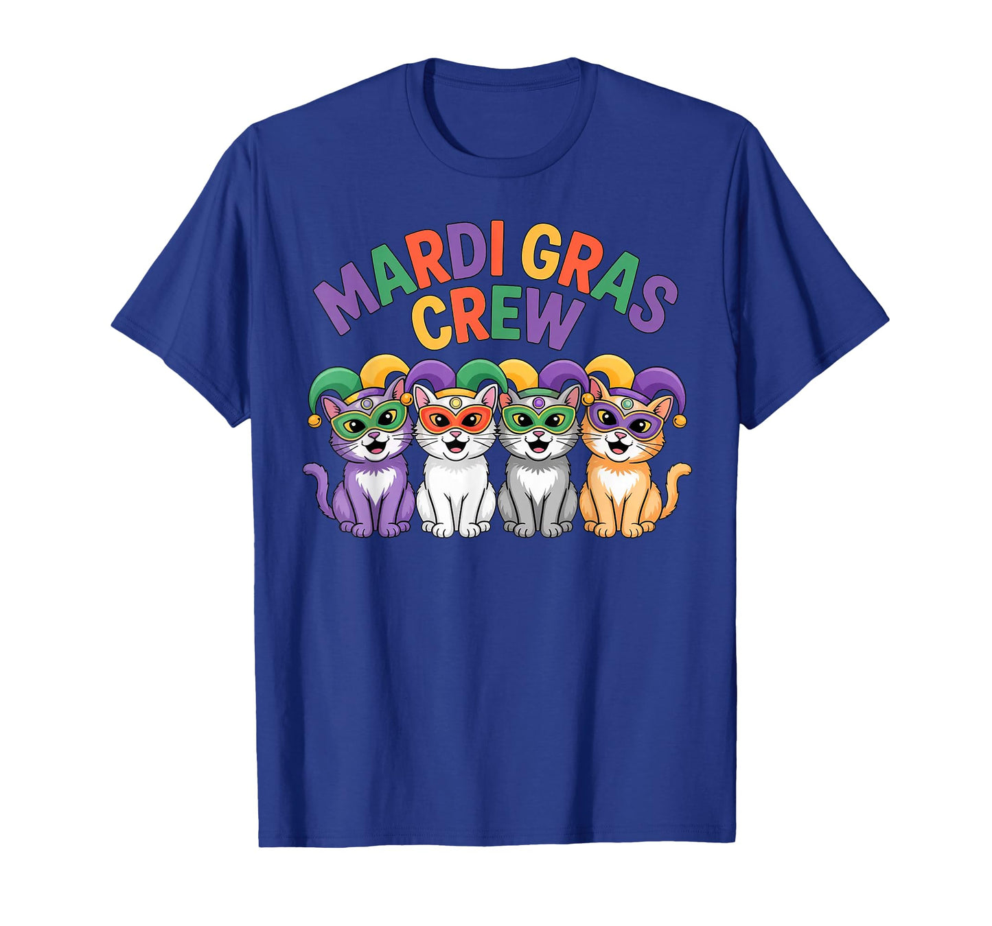 Mardi Gras Crew Cat Mask Party Art Design T-Shirt