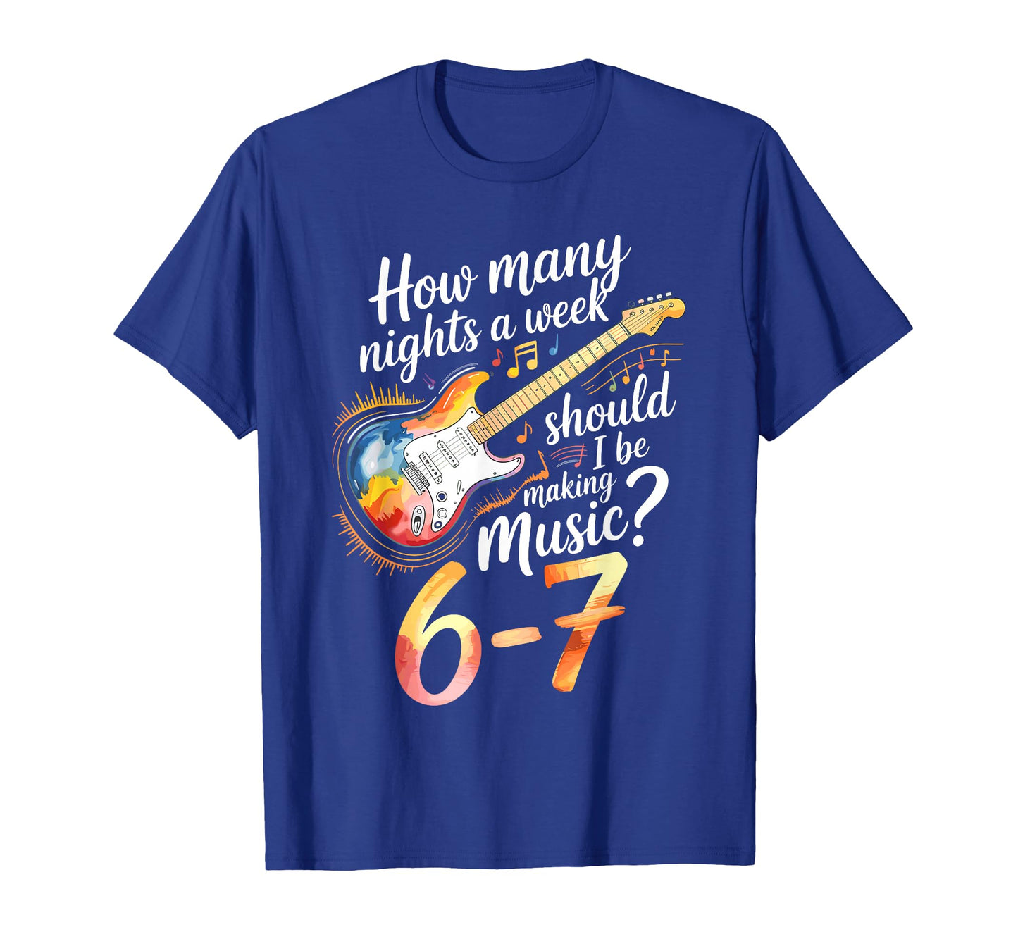 67 Six Seven Meme 6-7 Funny Music Lover Guitar T-Shirt