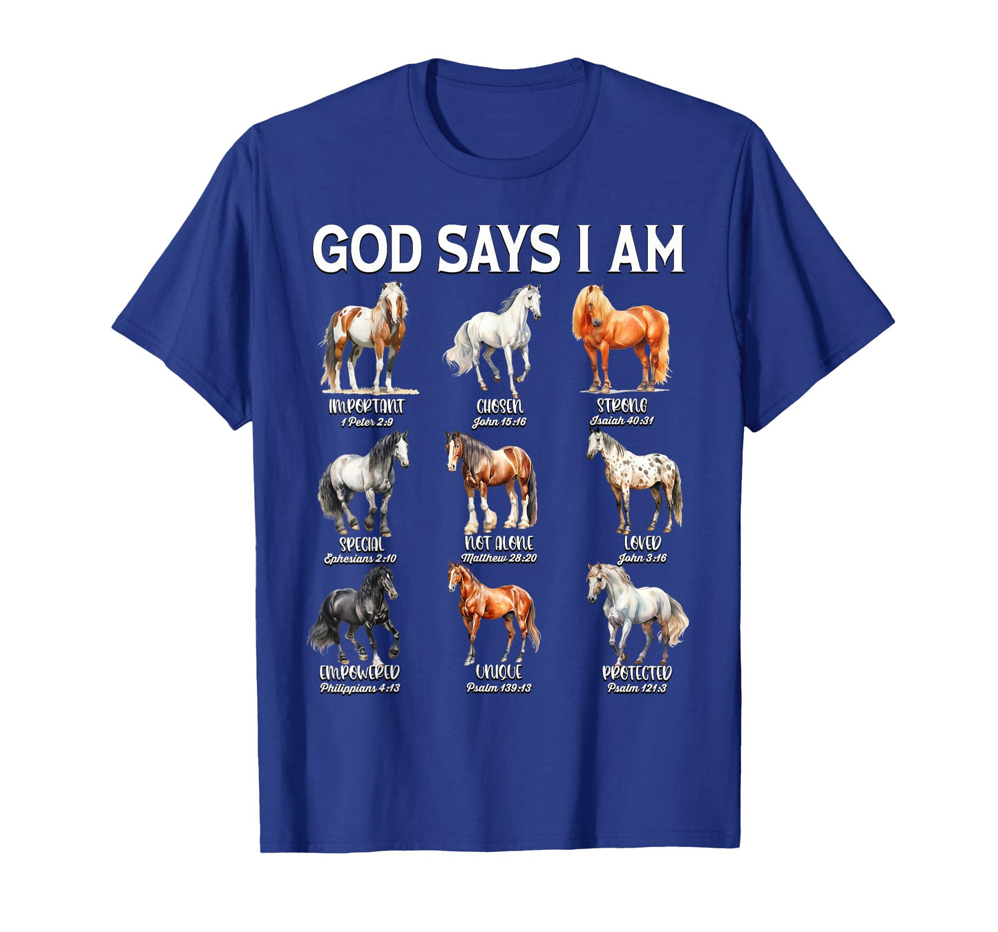 God Says I Am Horse Christian Girl Teen Boy Bible Verse T-Shirt