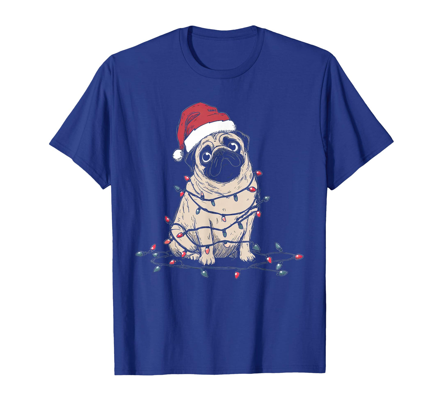 Funny Pug Christmas Graphics Dog Lights Lover Owner T-Shirt