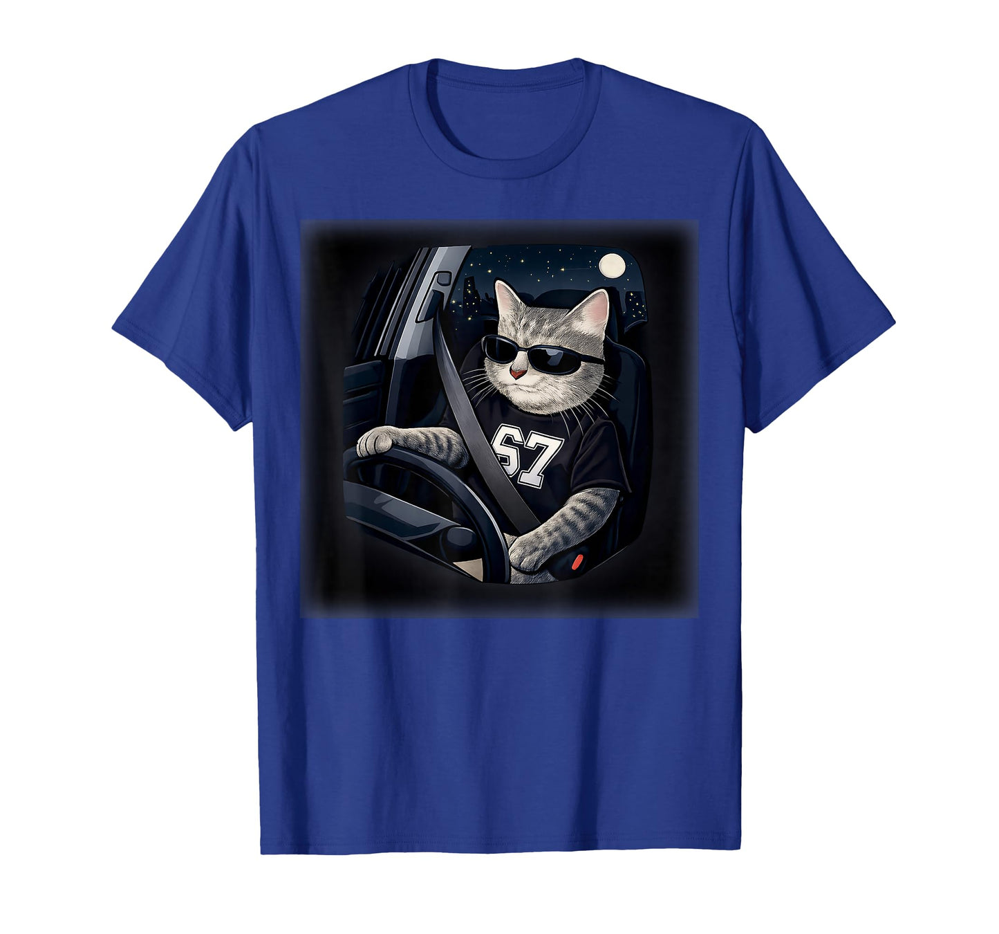Cool Cat Driving 67 Sunglasses Funny Gifts for Men Women Kid T-Shirt