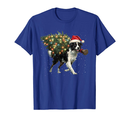 Cute Border Collie Dog in a Christmas Tree for Men Women T-Shirt